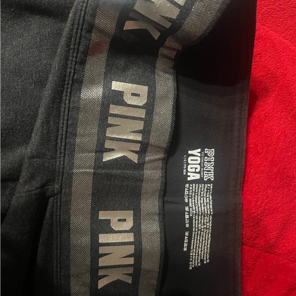 PINK Victoria's Secret Black and Gold Leggings with Side Stripes - Picture 5 of 5